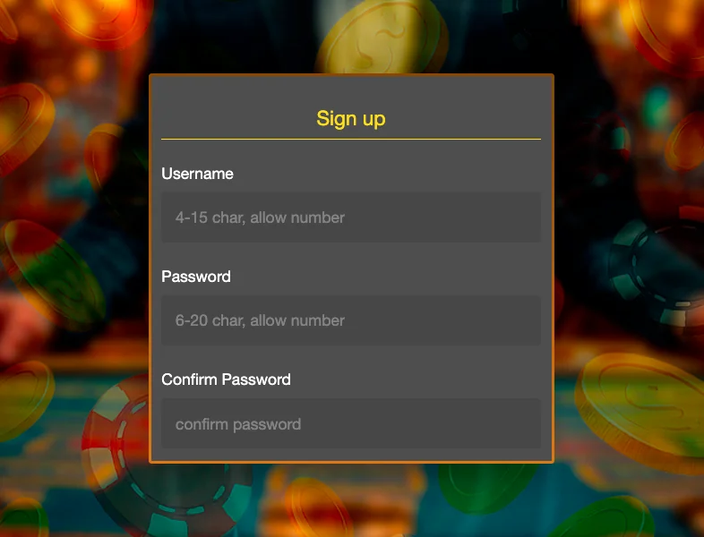 Entering personal data